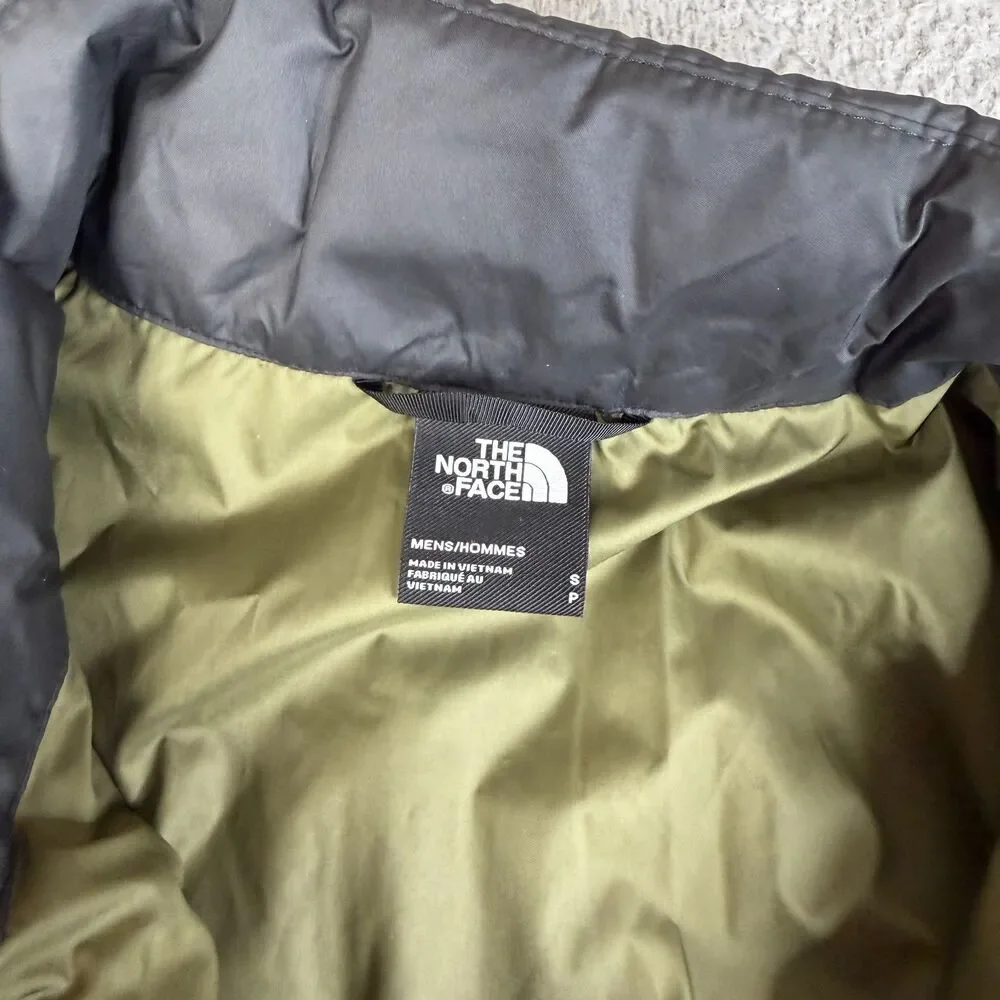 THE NORTH FACE Puffer Jacket Men Small Burnt Olive Green Everyday Insulated Logo
